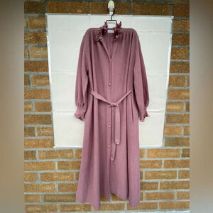 Liseuses Poggi 1973 virgin wool dusty pink duster large